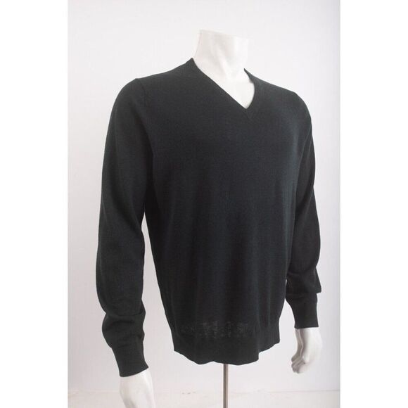 Massimo Dutti Mens Sweater Top Size L Green Cashmere Blend 0983/412 NWOT - Picture 2 of 6